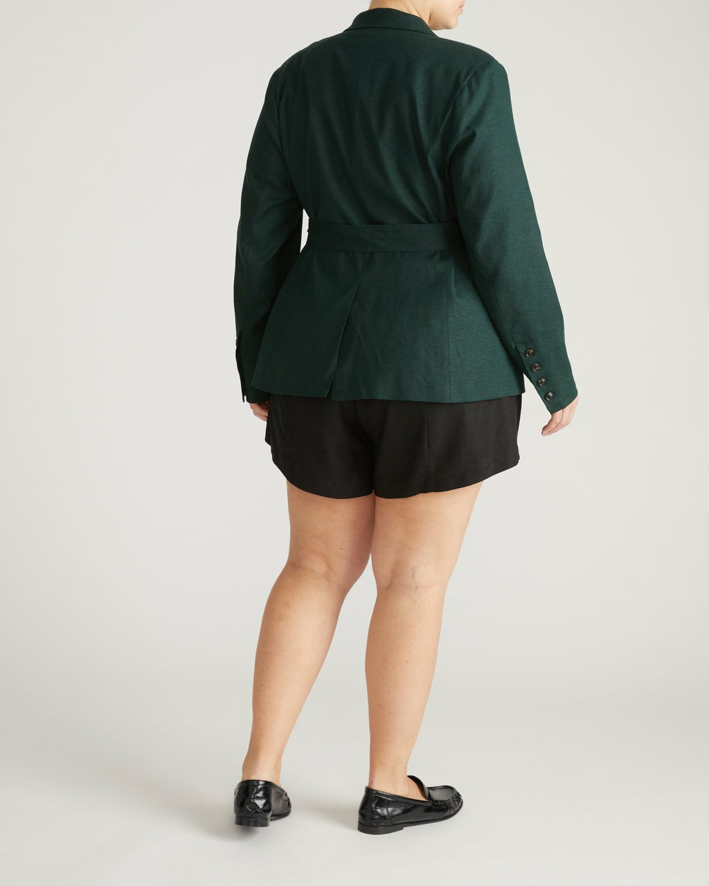 Belted Double Breasted Linen Blend Blazer - Forest Green | Universal Standard