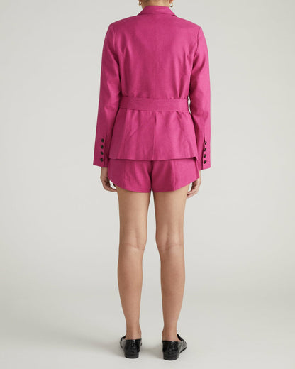 Belted Double Breasted Linen Blend Blazer - Hyper Pink | Universal Standard