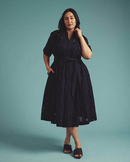 Tina Cotton Poplin Shirtdress - Black | Universal Standard
