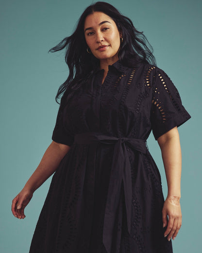 Tina Cotton Poplin Shirtdress - Black | Universal Standard