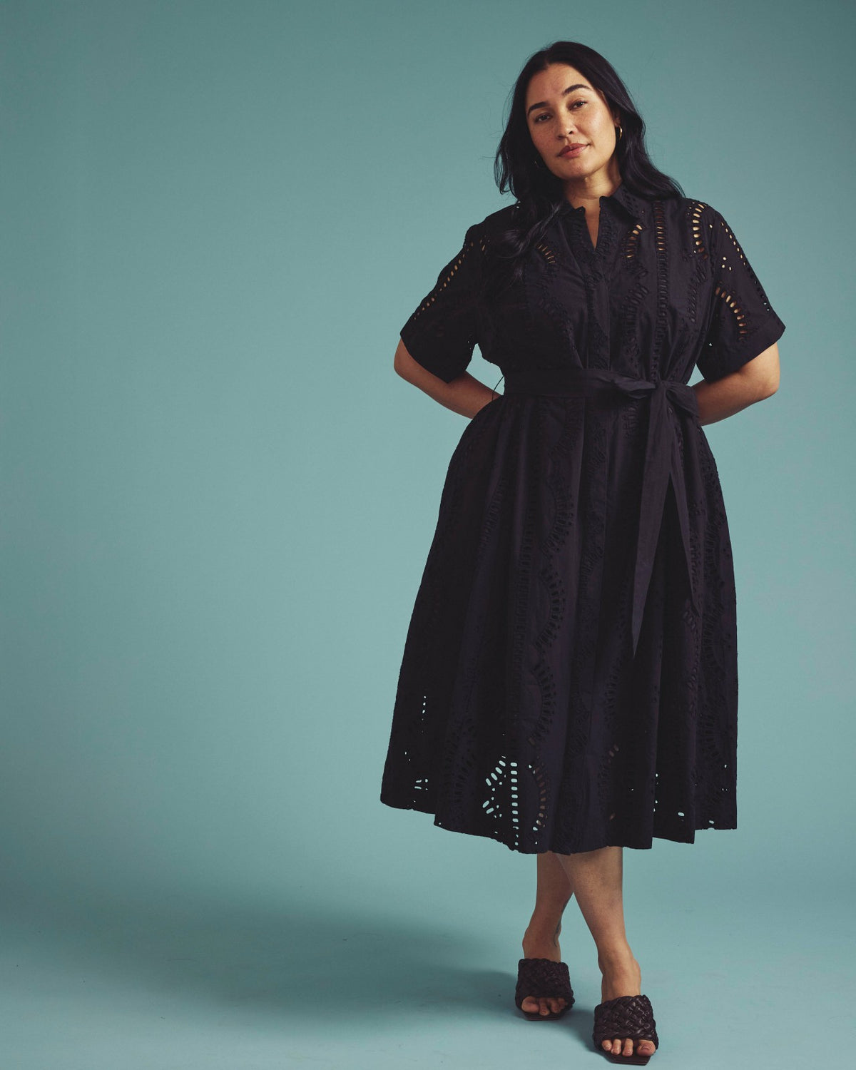 Tina Cotton Poplin Shirtdress - Black | Universal Standard
