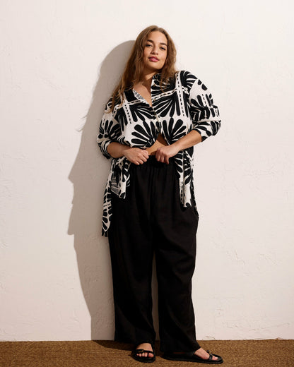 Iris Linen Blend Easy Pull-On Pants - Black | Universal Standard
