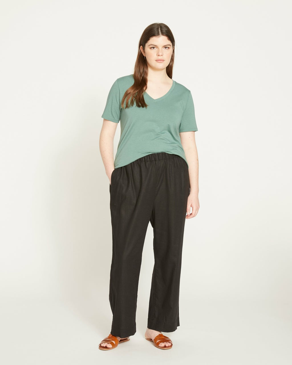 Iris Linen Blend Easy Pull-On Pants - Black | Universal Standard