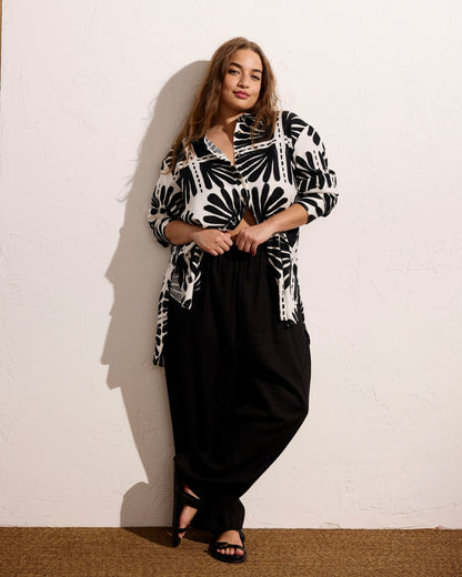 Iris Linen Blend Easy Pull-On Pants - Black | Universal Standard