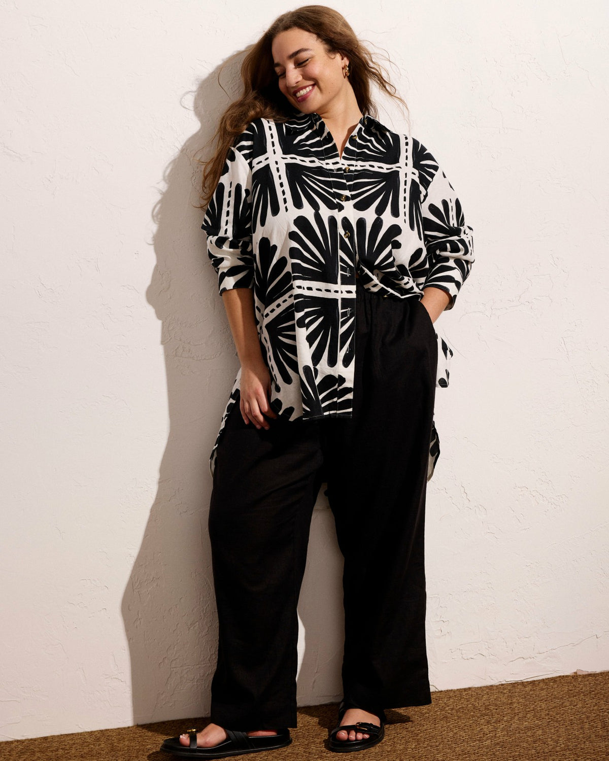 Iris Linen Blend Easy Pull-On Pants - Black | Universal Standard