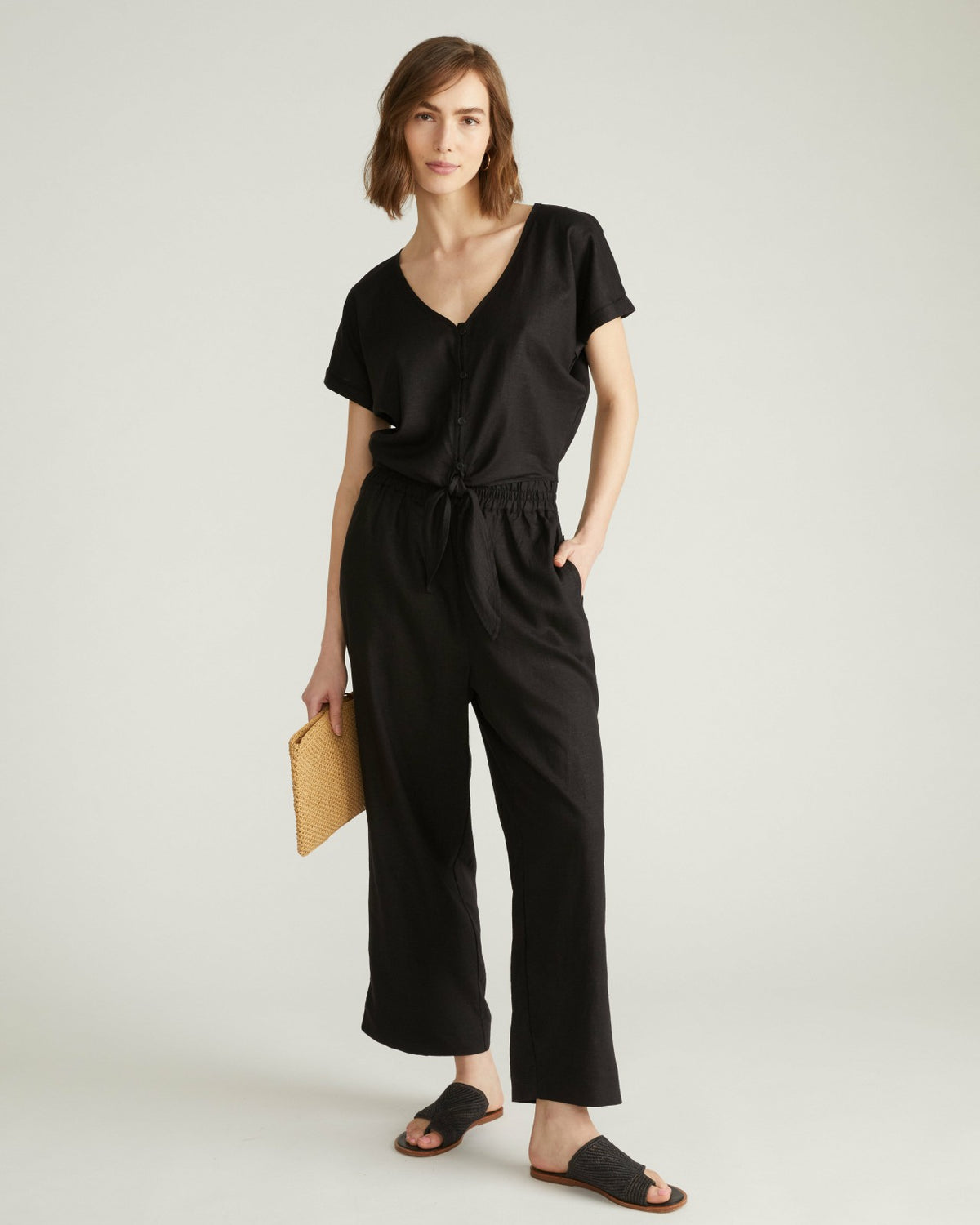 Iris Linen Blend Easy Pull-On Pants - Black | Universal Standard
