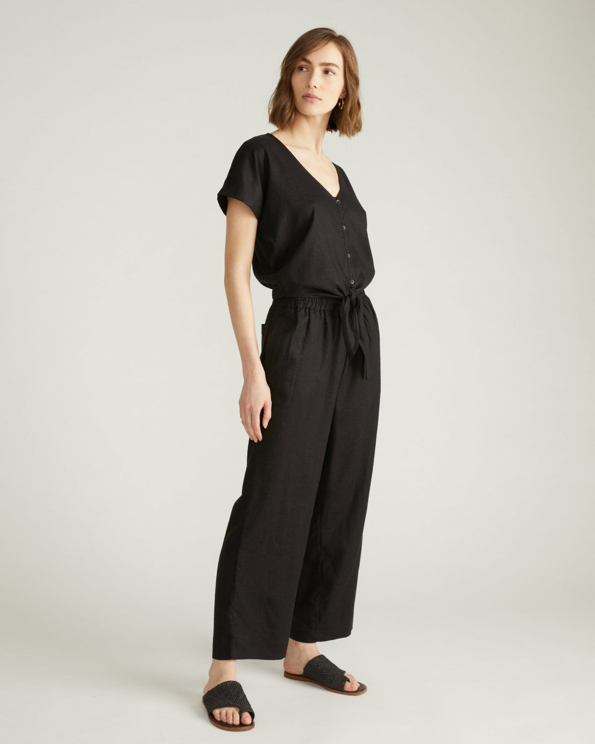Iris Linen Blend Easy Pull-On Pants - Black | Universal Standard