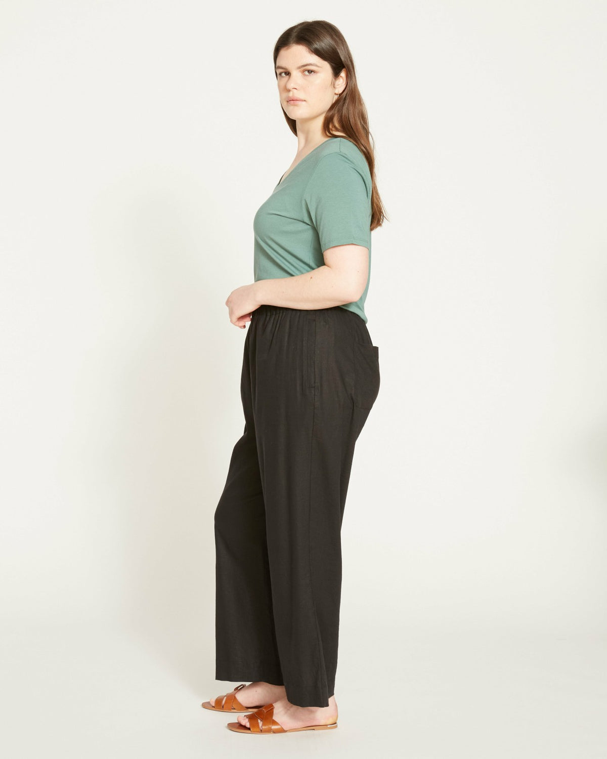 Iris Linen Blend Easy Pull-On Pants - Black | Universal Standard