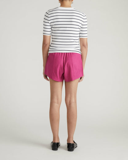 Classic V-Neck Ribbed Tee - Nautical Navy Stripe | Universal Standard