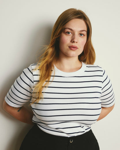 Classic Ribbed Tee - Nautical Navy Stripe | Universal Standard