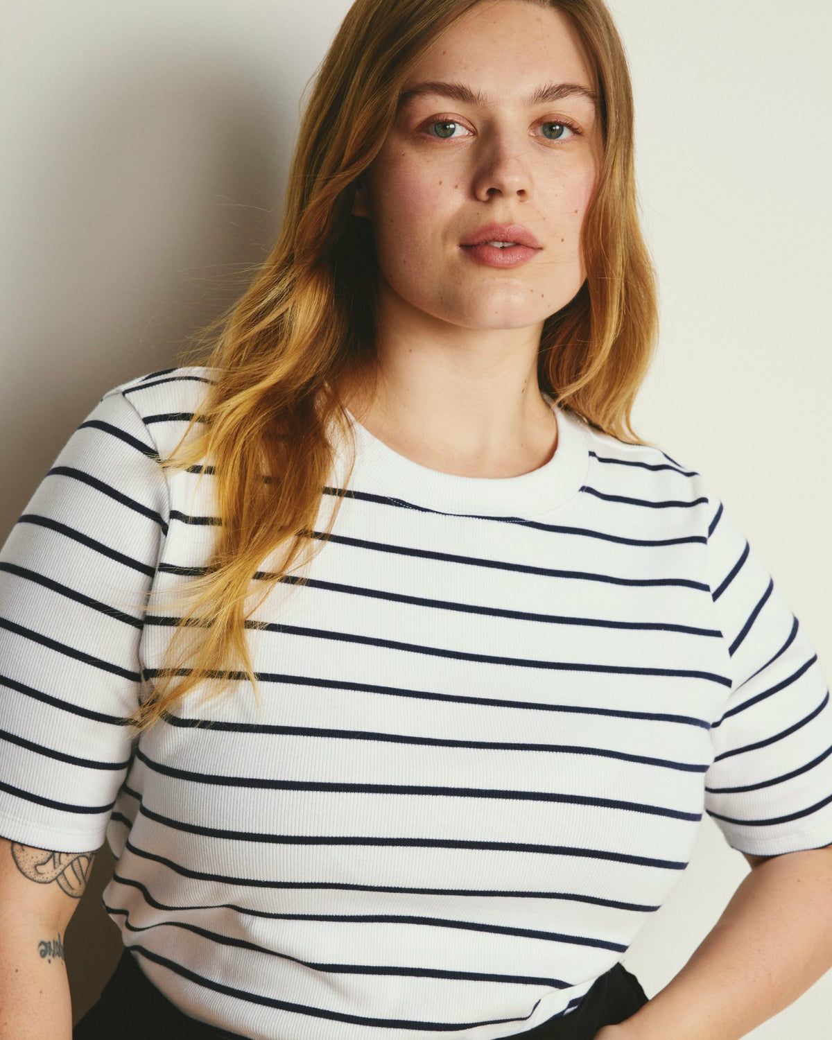 Classic Ribbed Tee - Nautical Navy Stripe | Universal Standard
