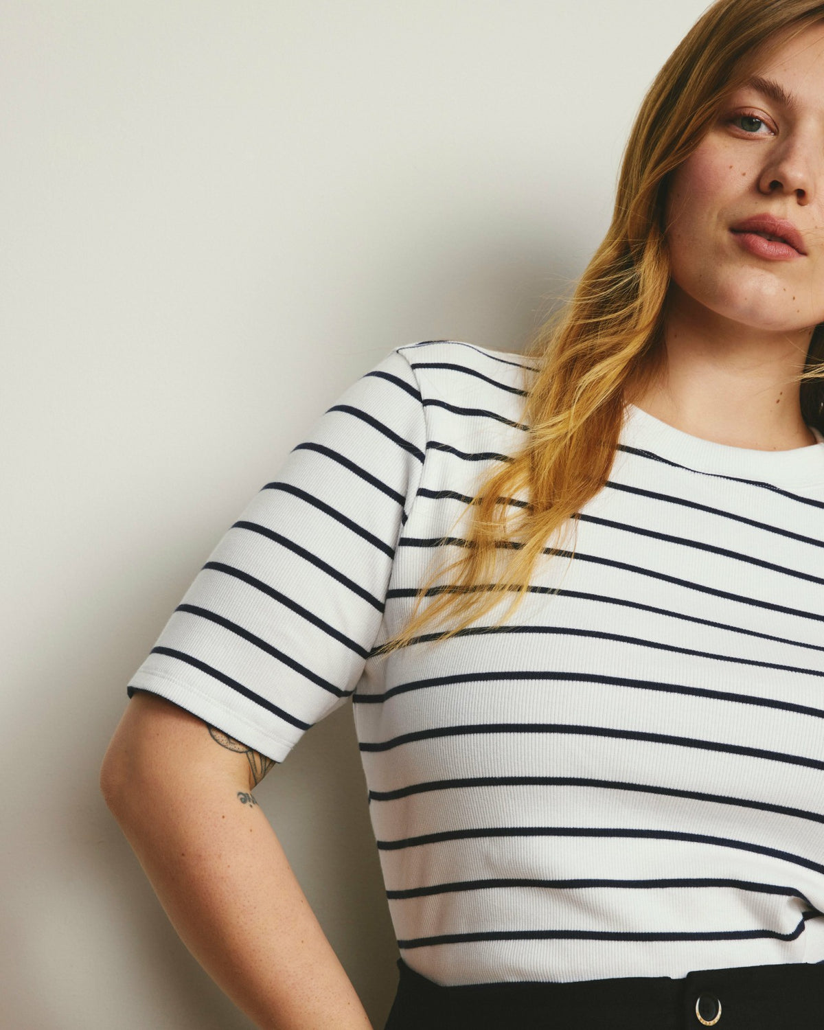 Classic Ribbed Tee - Nautical Navy Stripe | Universal Standard