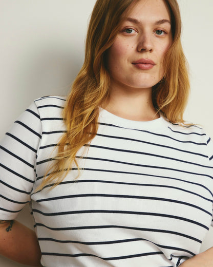 Classic Ribbed Tee - Nautical Navy Stripe | Universal Standard