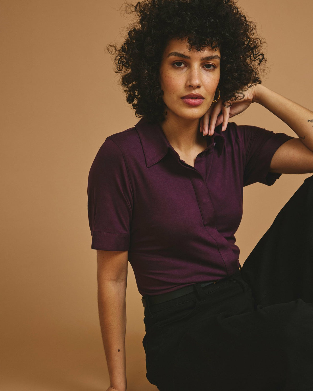 Chelsea Liquid Jersey Short Sleeve Shirt - Acai | Universal Standard