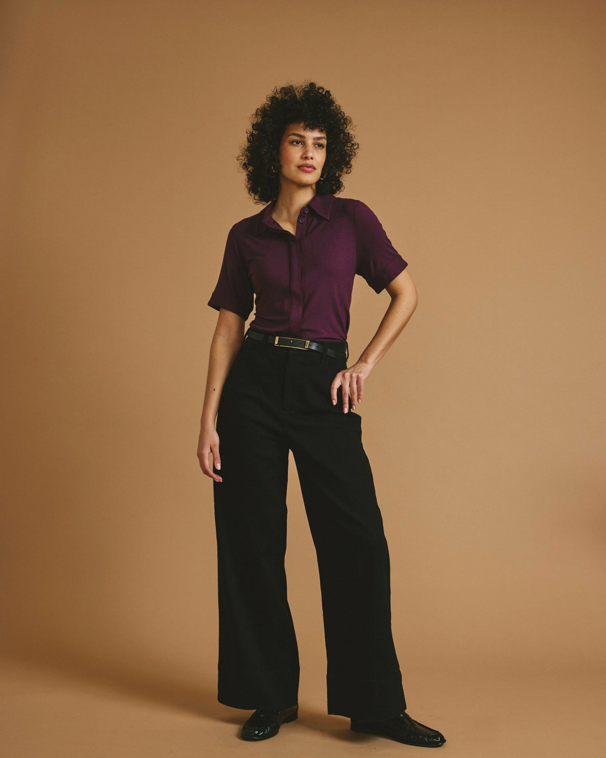 Chelsea Liquid Jersey Short Sleeve Shirt - Acai | Universal Standard