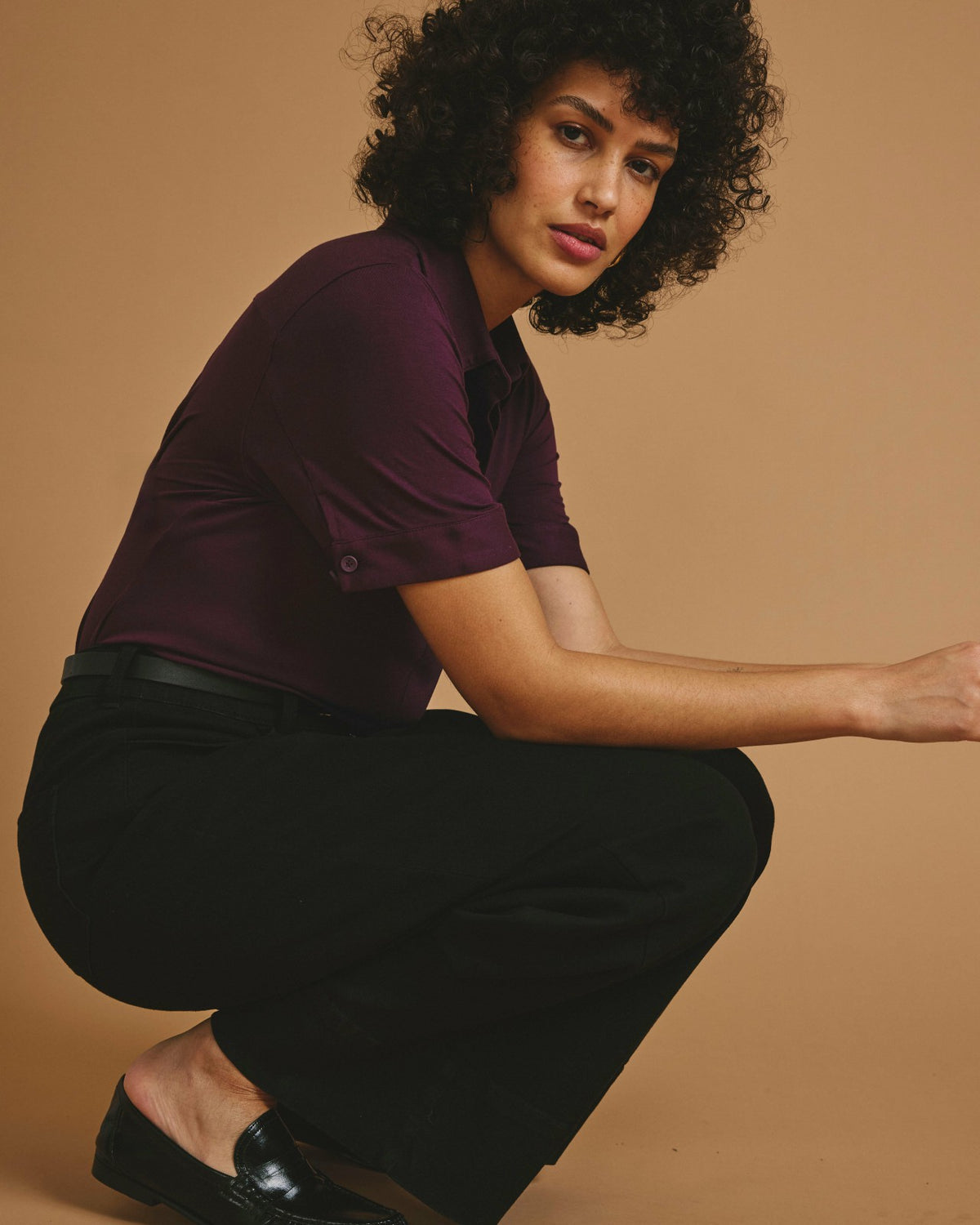 Chelsea Liquid Jersey Short Sleeve Shirt - Acai | Universal Standard