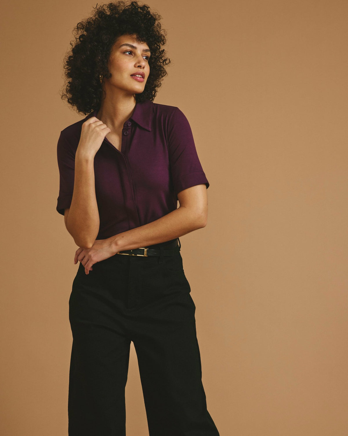 Chelsea Liquid Jersey Short Sleeve Shirt - Acai | Universal Standard