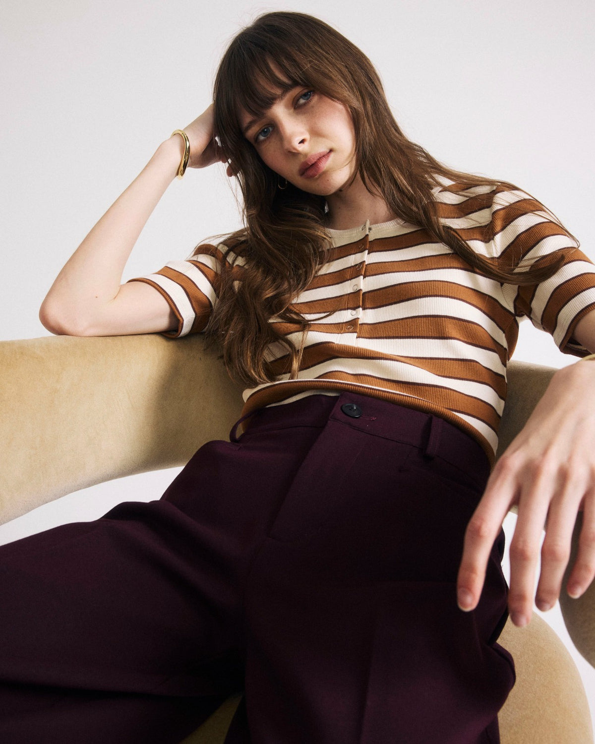 Henley Short Sleeve Ribbed Tee - Baker Street Stripe | Universal Standard