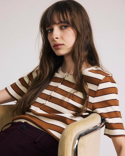 Henley Short Sleeve Ribbed Tee - Baker Street Stripe | Universal Standard