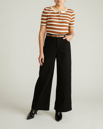 Henley Short Sleeve Ribbed Tee - Baker Street Stripe | Universal Standard