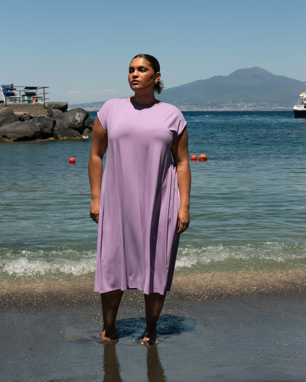 Capri Divine Jersey Flared Dress - Spring Iris | Universal Standard