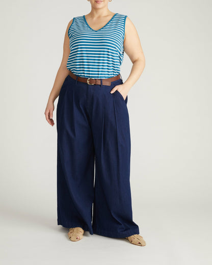 Double V Tank - Ink Blue/White Stripe | Universal Standard