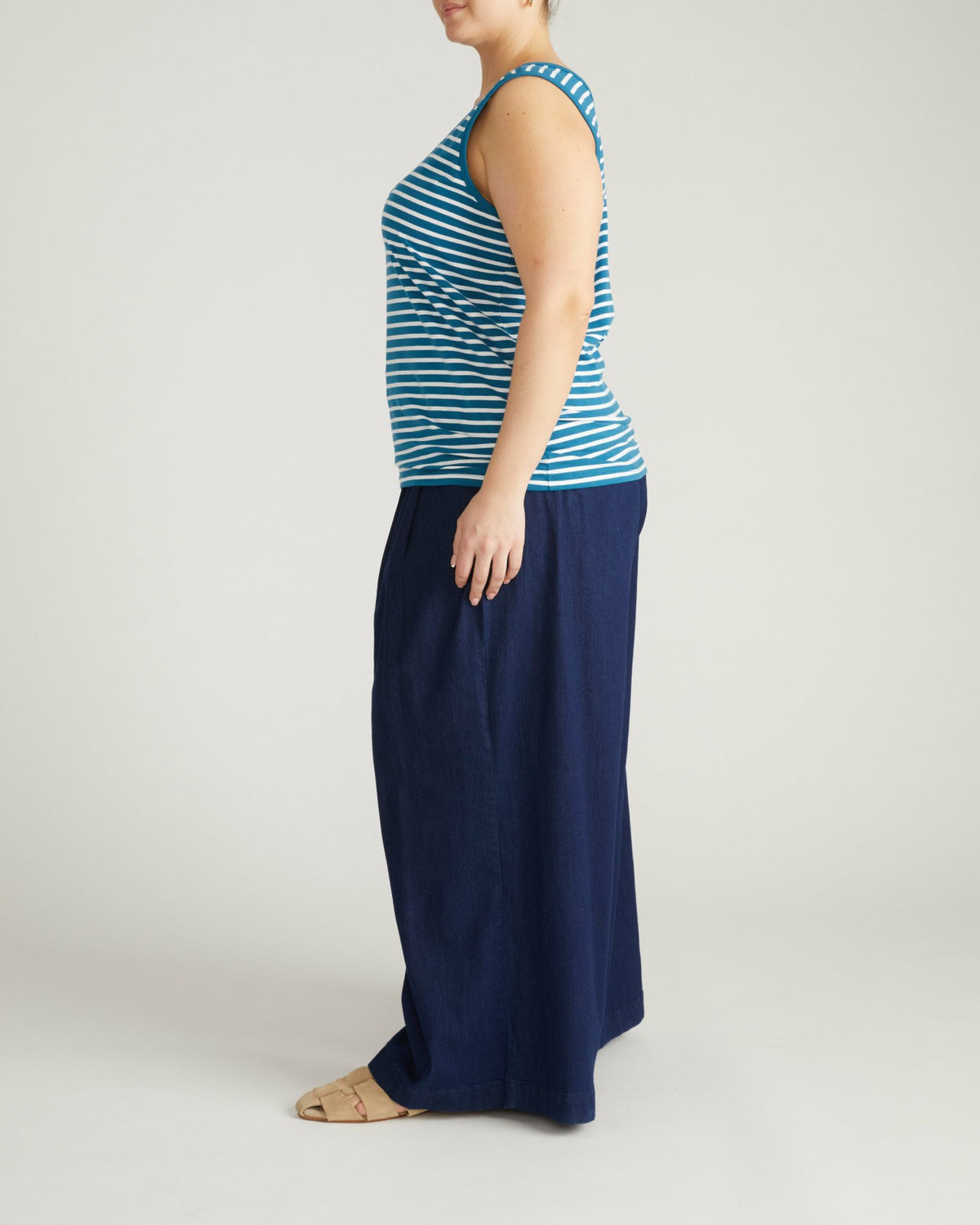 Double V Tank - Ink Blue/White Stripe | Universal Standard