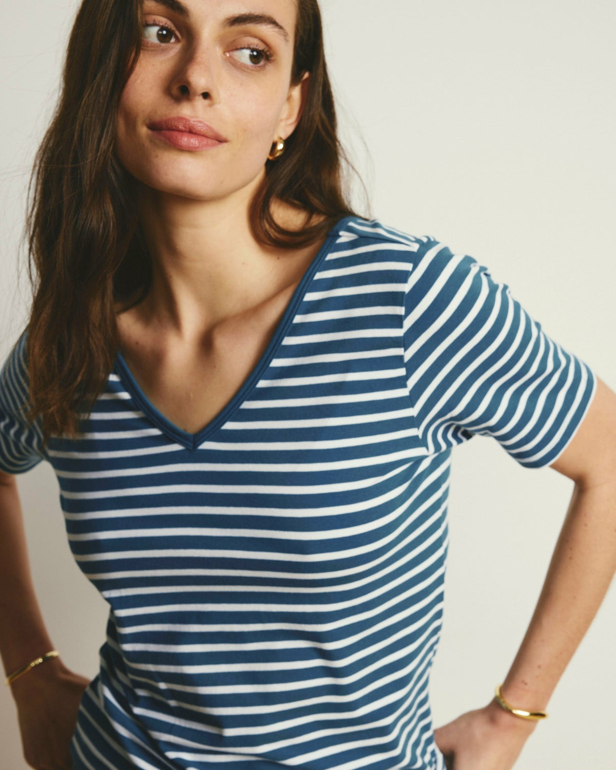 Double V Tee - Ink Blue/White Stripe | Universal Standard