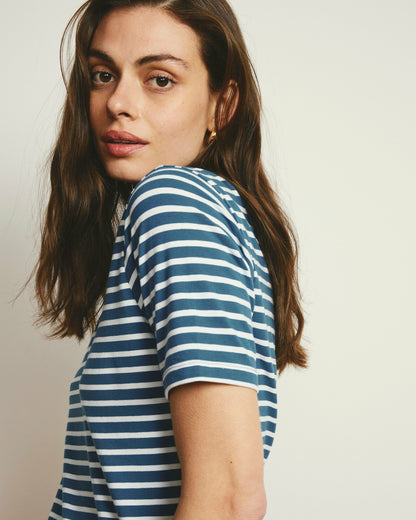 Double V Tee - Ink Blue/White Stripe | Universal Standard