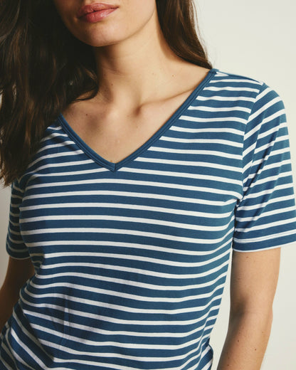 Double V Tee - Ink Blue/White Stripe | Universal Standard
