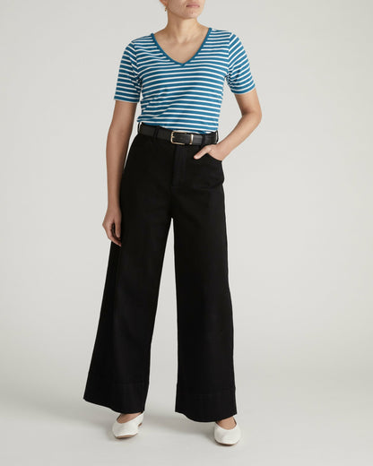 Double V Tee - Ink Blue/White Stripe | Universal Standard