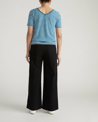 Double V Tee - Ink Blue/White Stripe | Universal Standard