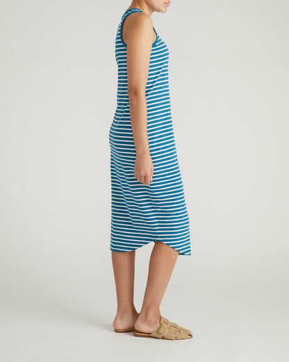 Cai High Neck Tank Dress - Ink Blue/White Stripe | Universal Standard