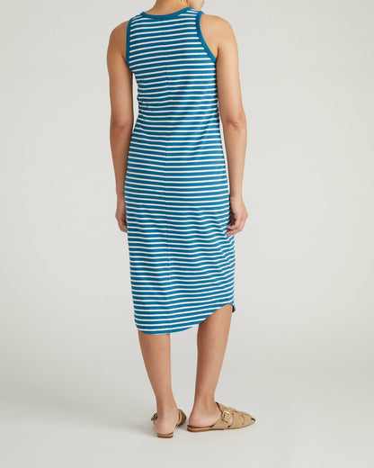 Cai High Neck Tank Dress - Ink Blue/White Stripe | Universal Standard