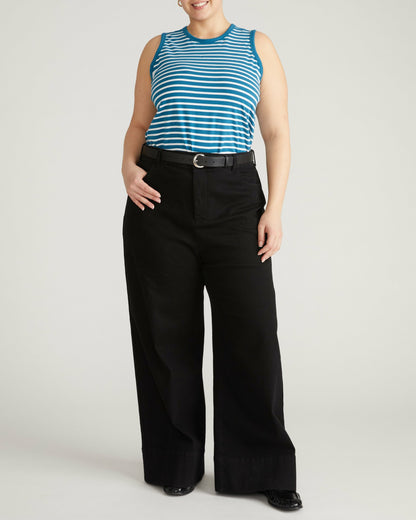 Cai High Neck Tank - Ink Blue/White Stripe | Universal Standard