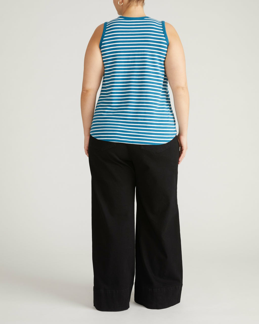 Cai High Neck Tank - Ink Blue/White Stripe | Universal Standard