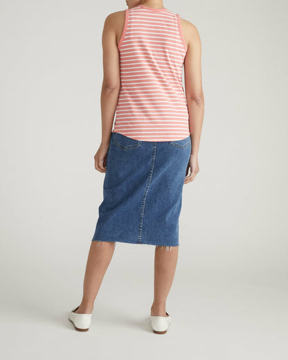 Cai High Neck Tank - Portrait Pink/White Stripe | Universal Standard