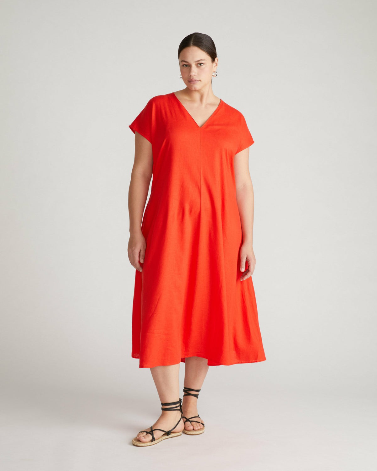 Louvre Bow Back Linen Blend Dress - Shoreline Sunset | Universal Standard
