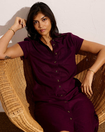 Dune Linen Blend Shirtdress - Acai | Universal Standard