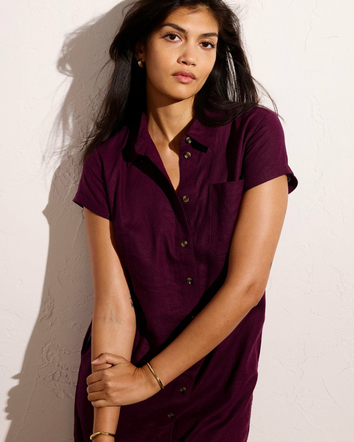Dune Linen Blend Shirtdress - Acai | Universal Standard