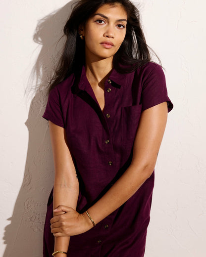 Dune Linen Blend Shirtdress - Acai | Universal Standard