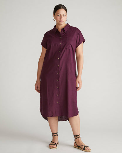 Dune Linen Blend Shirtdress - Acai | Universal Standard