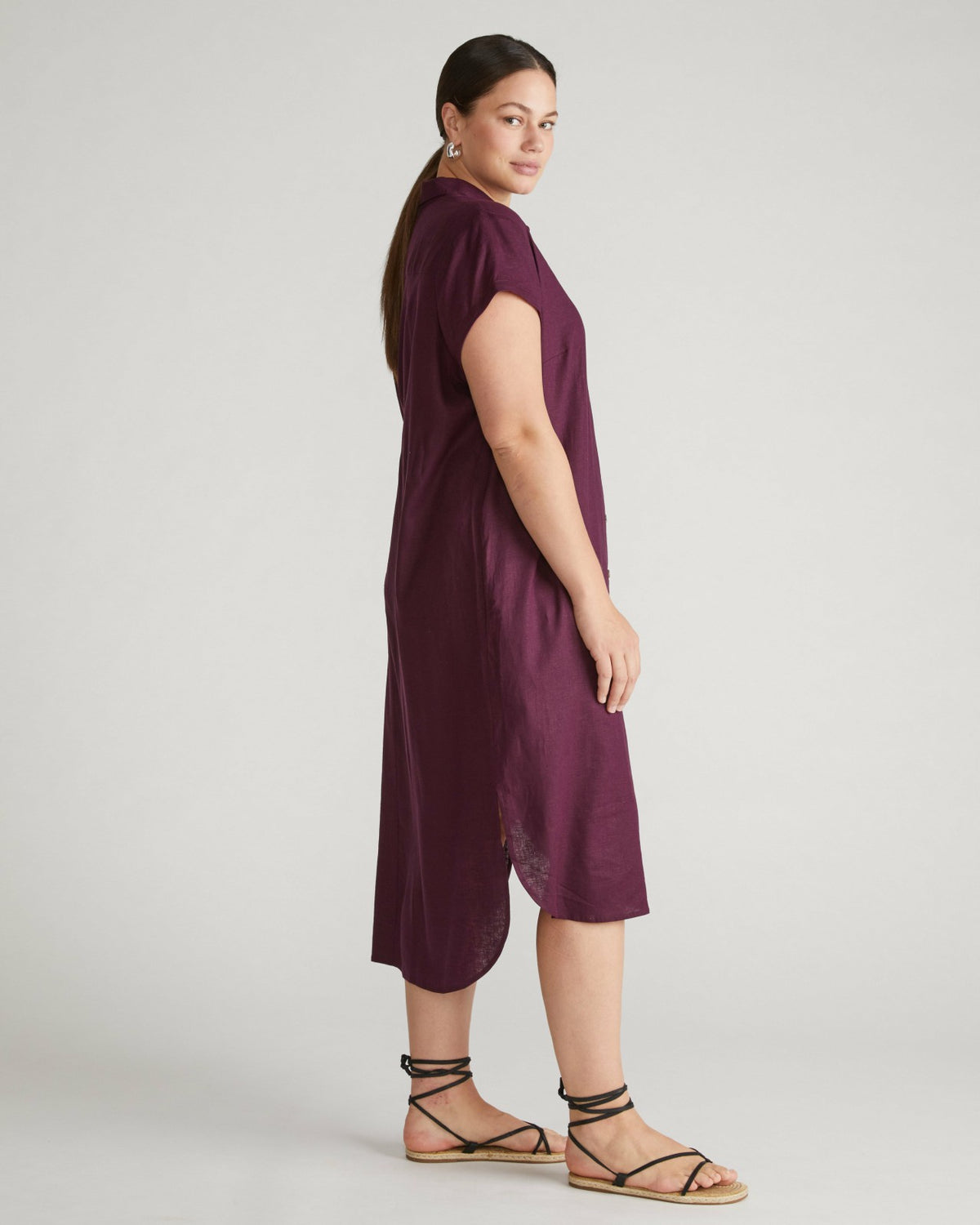 Dune Linen Blend Shirtdress - Acai | Universal Standard