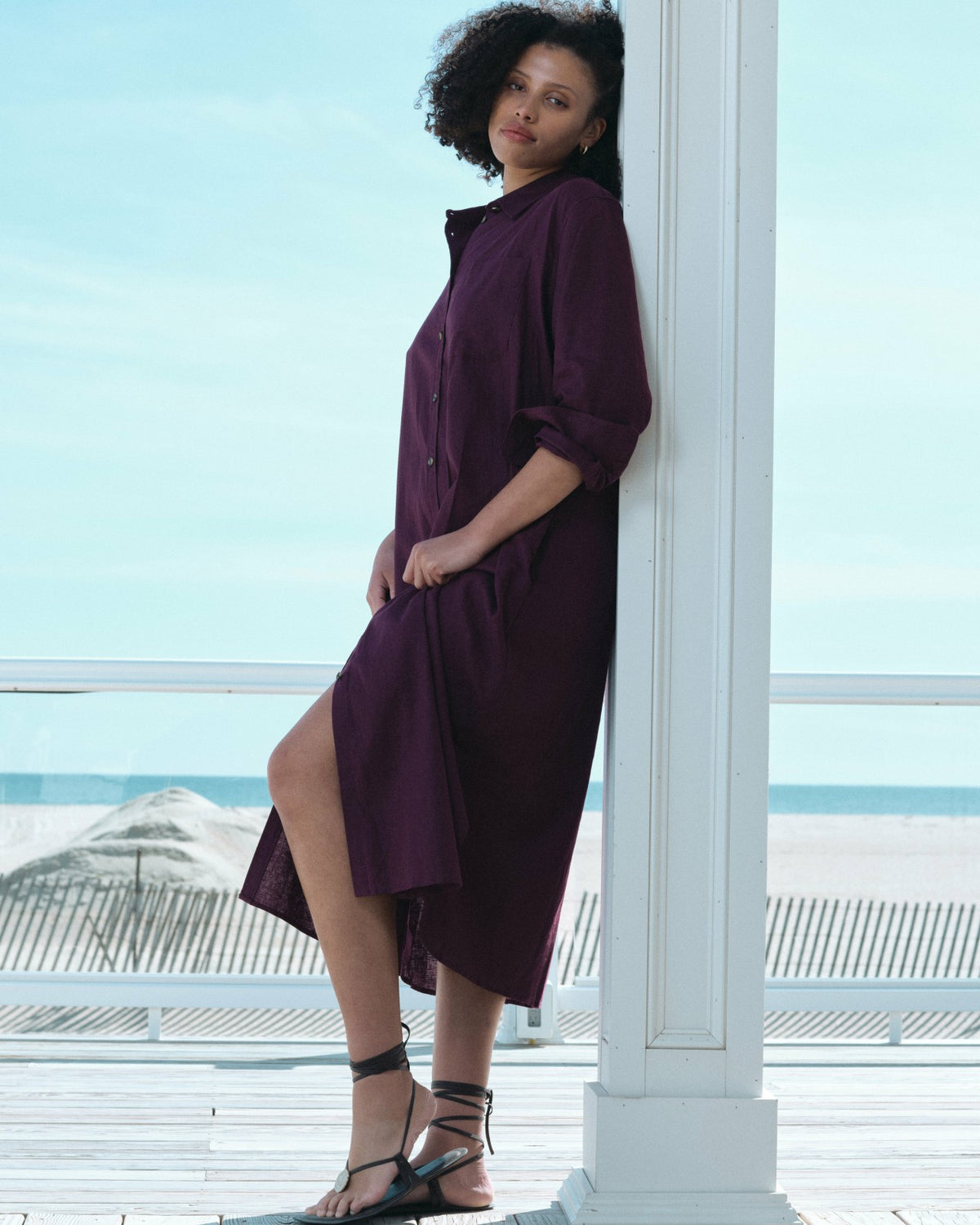 Odeon Linen Blend Shirtdress - Acai | Universal Standard
