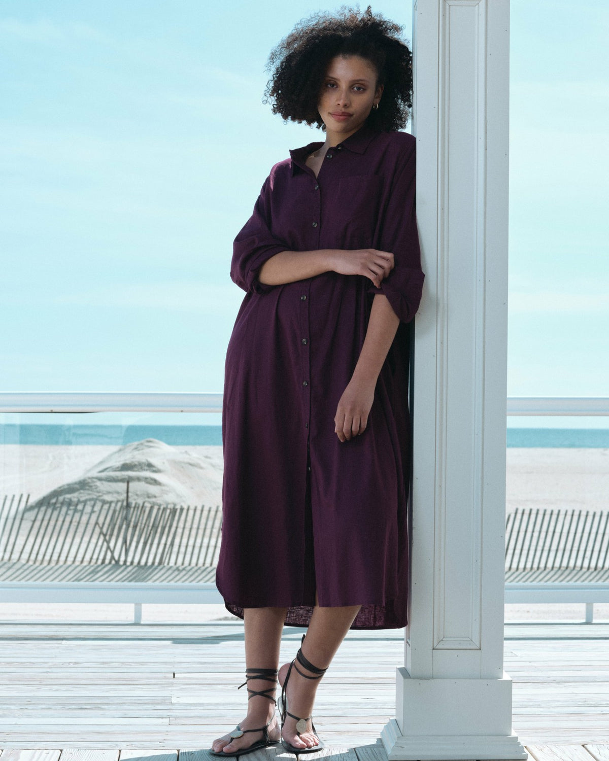 Odeon Linen Blend Shirtdress - Acai | Universal Standard
