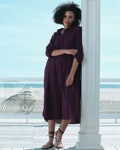 Odeon Linen Blend Shirtdress - Acai | Universal Standard