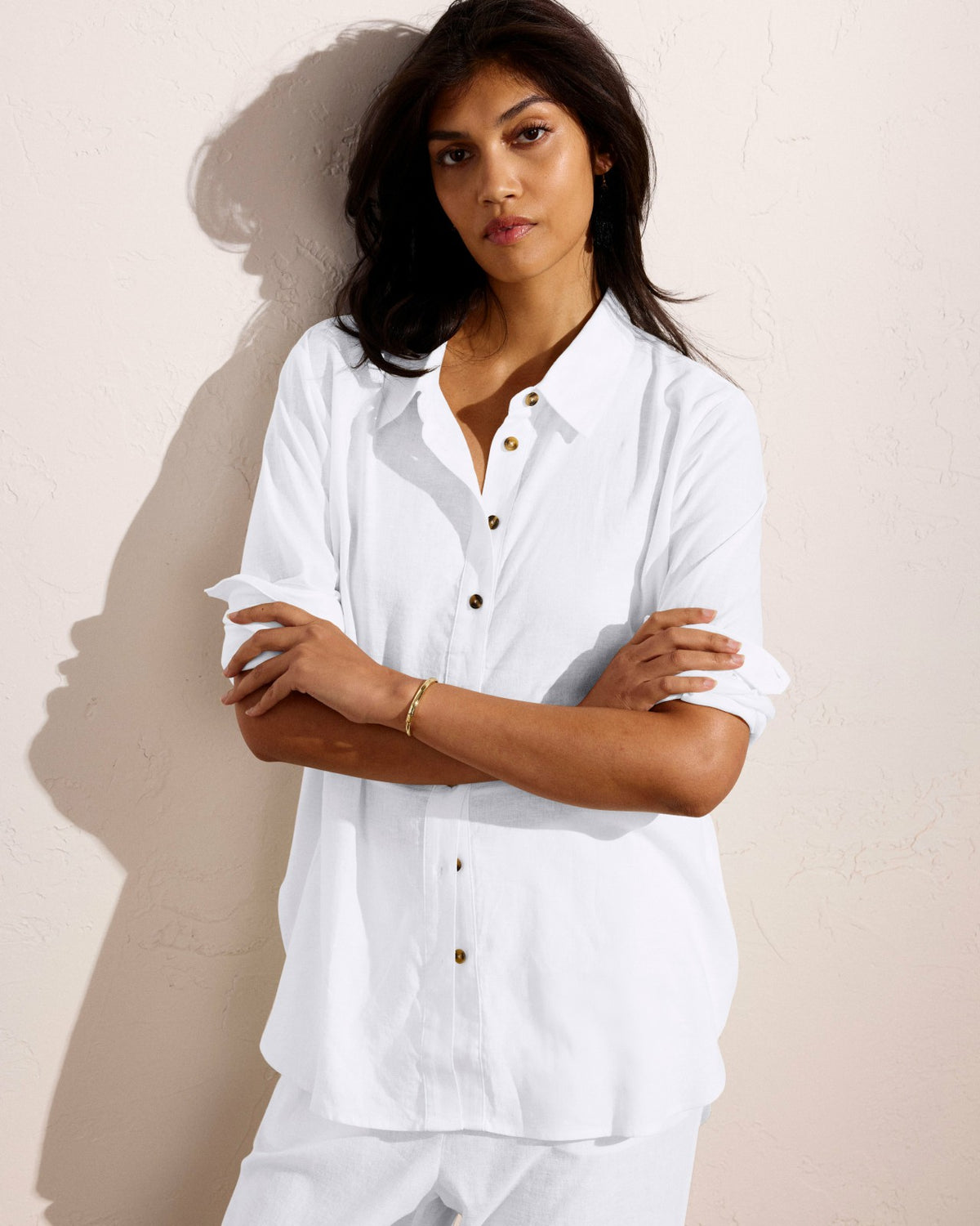Dawn Linen Blend Hi Low Tunic - White | Universal Standard