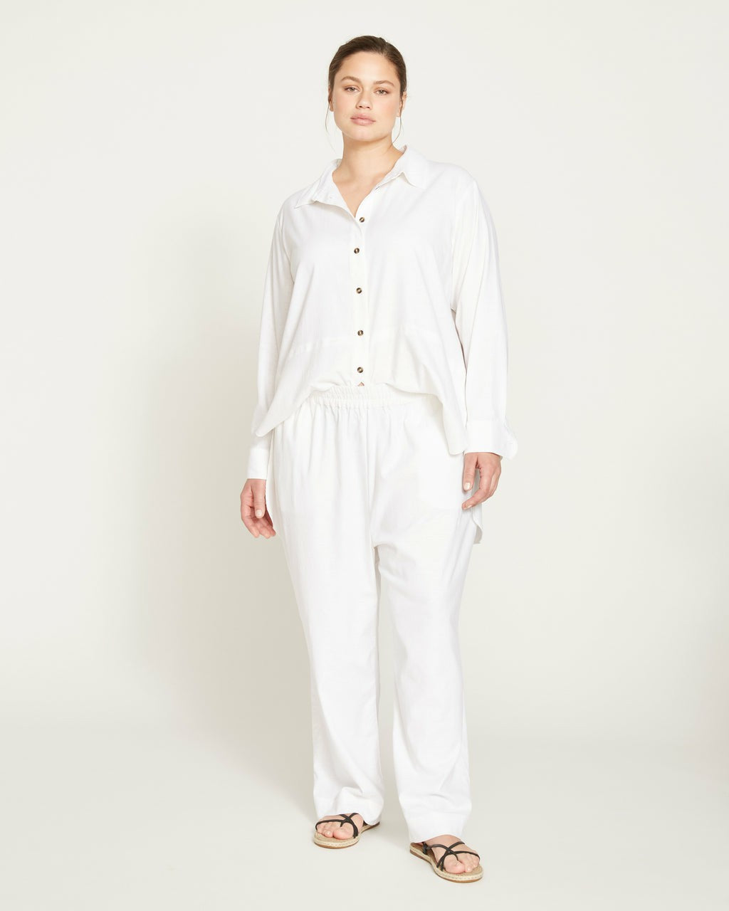 Dawn Linen Blend Hi Low Tunic - White | Universal Standard