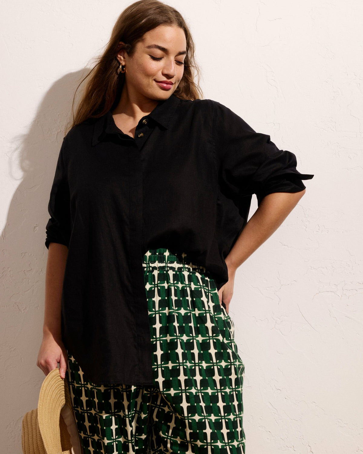 Dawn Linen Blend Hi Low Tunic - Black | Universal Standard