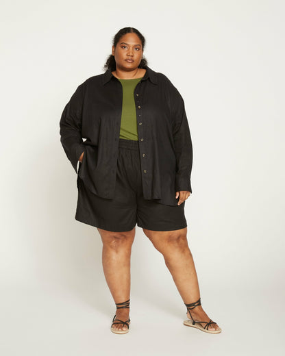 Dawn Linen Blend Hi Low Tunic - Black | Universal Standard